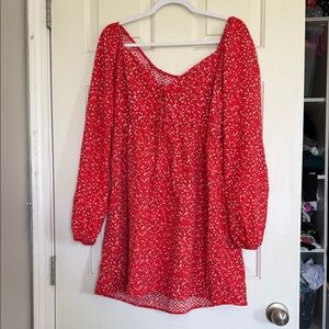 wild fable Red Floral Smocked Yoke Dress